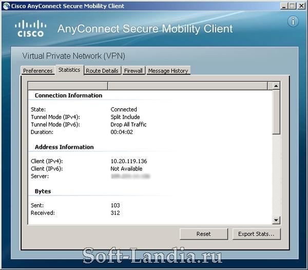 Cisco AnyConnect Secure Mobility Client v3.1.01065