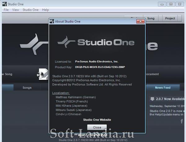 PreSonus Studio One Pro v2.0.7 win & mac x32 x64