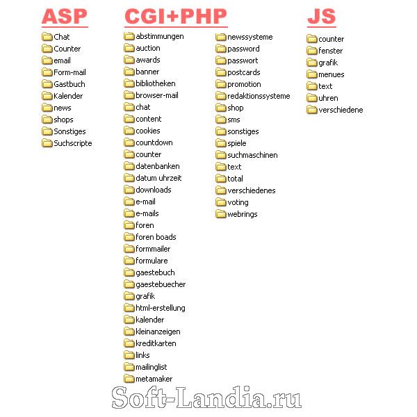 Сборник Asp, Java, Cgi, Perl и Php скриптов